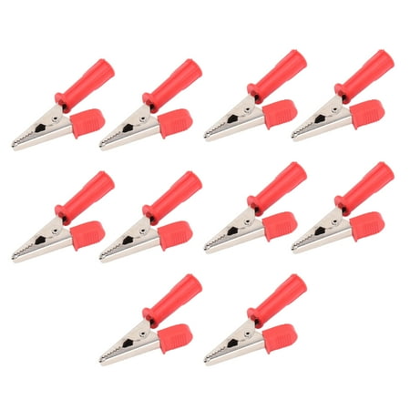 

10PCS Testing Clamps Brass Insulated Crocodile Clips with 4mm Socket 10mm Opening 20A J.60046Red