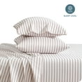 thumbnail image 4 of Bare Home Ultra-Soft Sheet Set - Premium 1800 Collection - Deep Pockets - 4-Pieces - Full, Ticking Stripe - White/Burgundy, 4 of 6