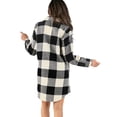 thumbnail image 2 of LazyOne Button-up Sleepshirt, Nightshirts for Women, Black & White Plaid, L/XL, 2 of 7