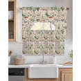 thumbnail image 2 of Pastoral Botanical Swag Valance and Tier Curtains 24'' Length Set, Vintage Mushroom Spring Summer Flowers Light Filtering Kitchen Curtains, Tier Curtain Valances for Bathroom/Living Room/Bedroom/Café, 2 of 6