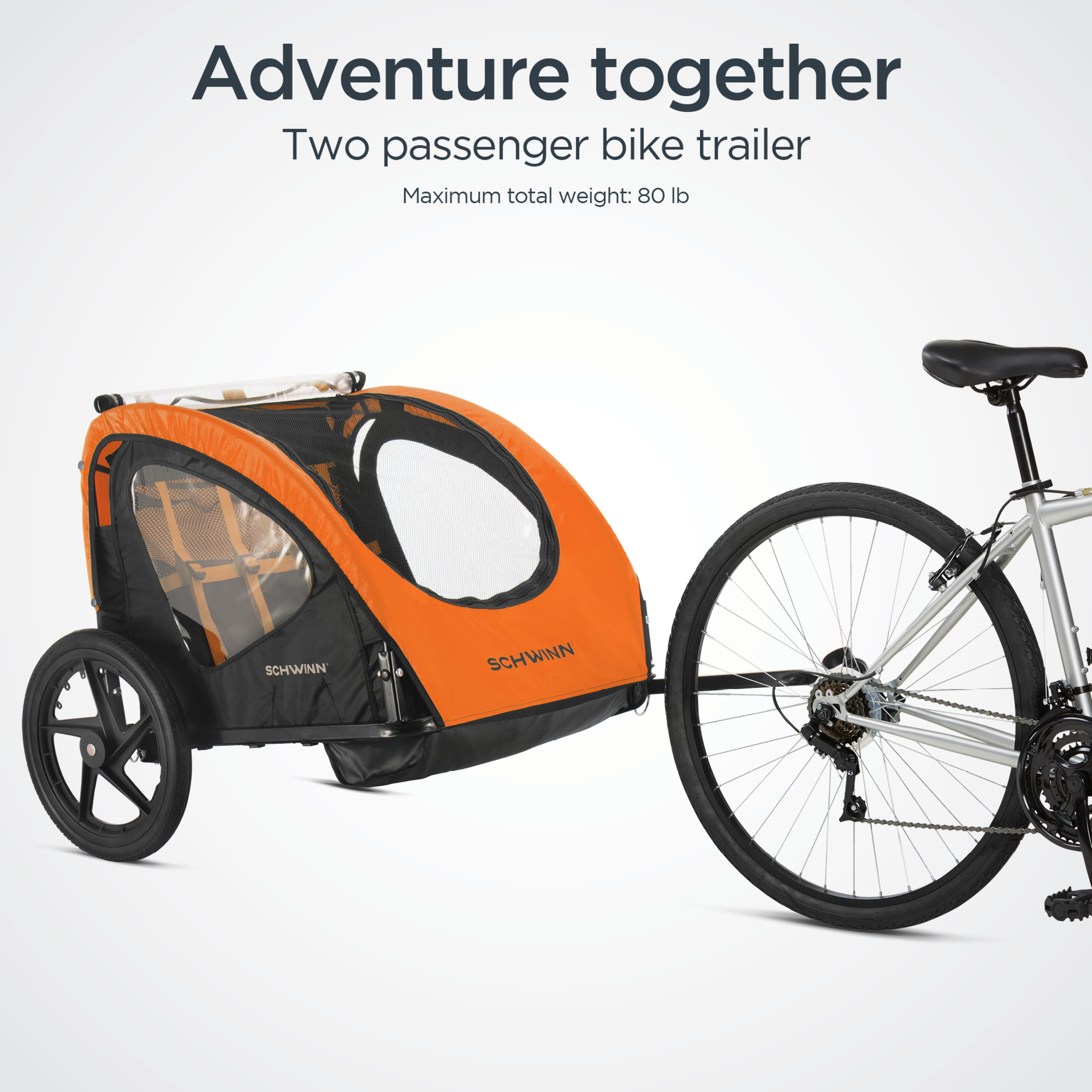 Schwinn Shuttle Foldable 2 Seat Child Bike Trailer, Orange & Black - image 5 of 8
