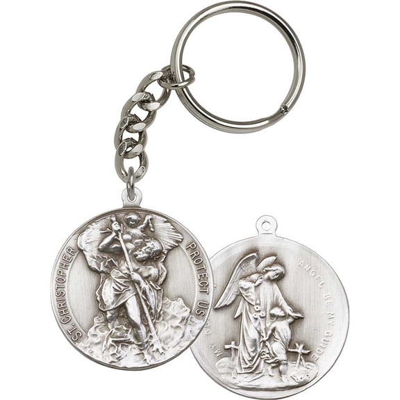 Antique Silver St. Christopher Keychain
