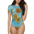thumbnail image 2 of Goofa Sunflowers Printed Women Rash Guard Short Sleeve,Tummy control Swimsuit Surfing Swimsuit Bathing Suit One Piece Swimsuit UPF 50-Medium, 2 of 9