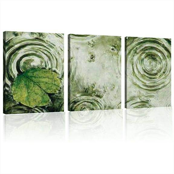 2D Flat, Large Abstract Canvas Wall Art - Modern Minimalist Decor with Swirling Green & Gray Patterns, Thick Print for Living Room, Bedroom, or Dining Area, Aesthetic Room Decor 12x16inchx3pcs