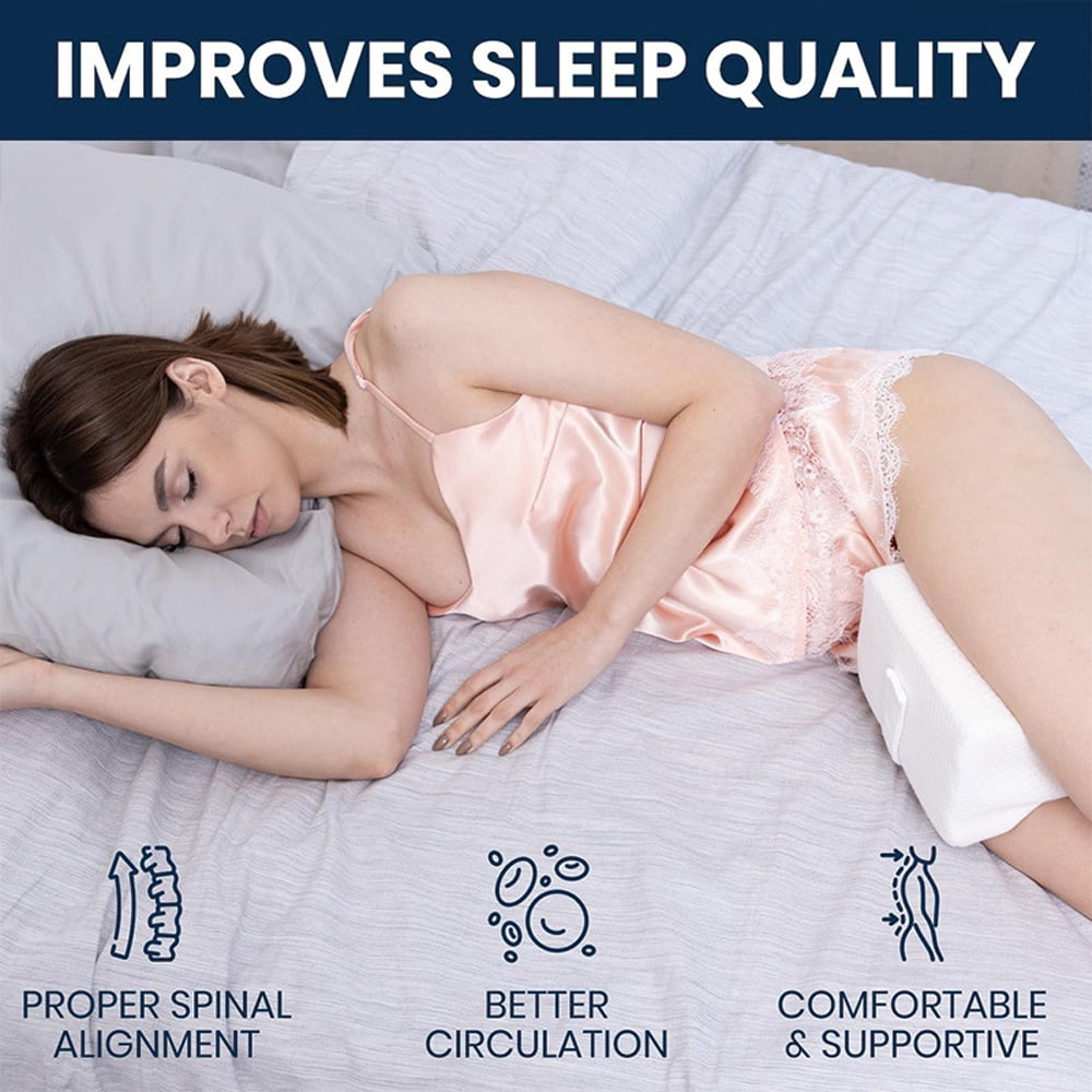 Memory Foam Leg & Knee Pillow for Side Sleepers - FSA/HSA Eligible Sciatica Pain Relief Leg Pillow for Side Sleeping - Adjustable Strap