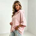 thumbnail image 5 of Women's Oversized 3/4 Sleeve Sweatshirt, Loose Fit Drawstring Shirt, Lightweight Casual Fall Outwear, 5 of 6