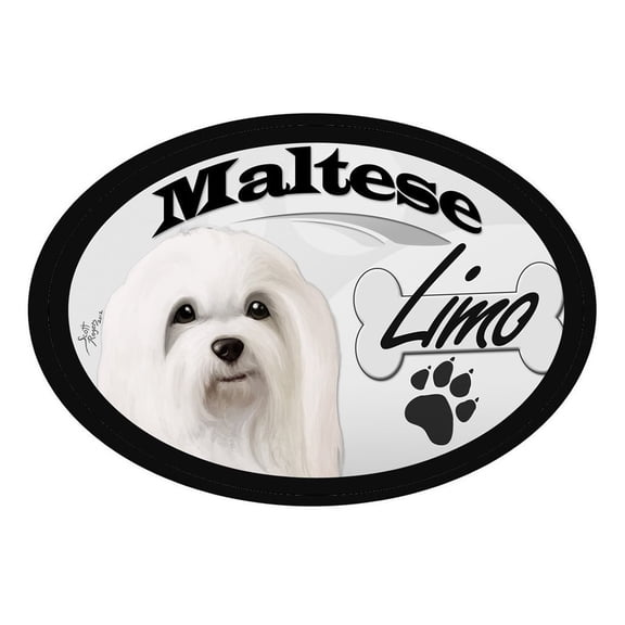 Maltese Limo Oval Dog Magnet for Cars, Trucks and More