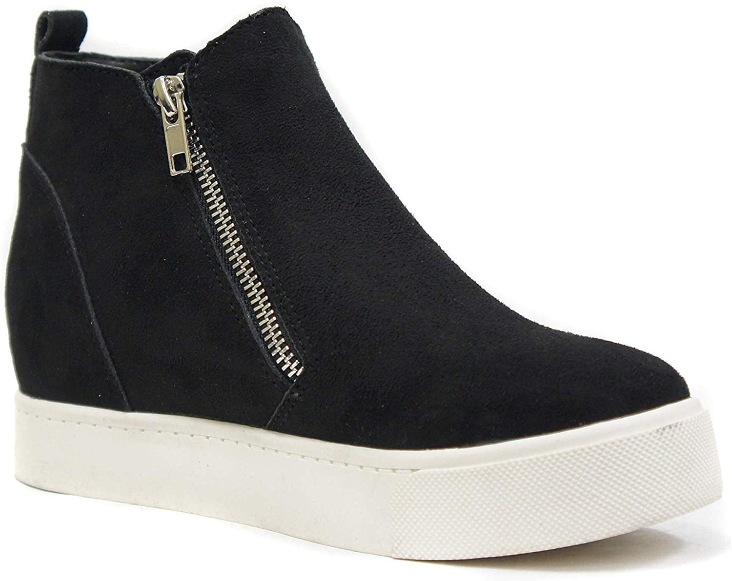 Soda Taylor Black Hidden Fashion Wedge Sneaker Shoes Side Zipper (8 ...