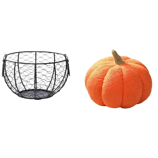 Cesta De Alambre Tejida Para Almacenar Huevos, Cesta De Hierro Para Frutas Y Verduras, Para Cocina, Baño, Verduras, Calabaza De Halloween, Almohadas Rellenas, Decoración, Cojín Decorativo De