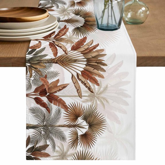 Table Runners 120 Inches Long Dress Scarves, Palm Trees Brown Farmhouse Coffee/Dining/Kitchen Table Decor Table Runner for Living Room, Tropical Summer Botanical Seaside 13x120 Inch