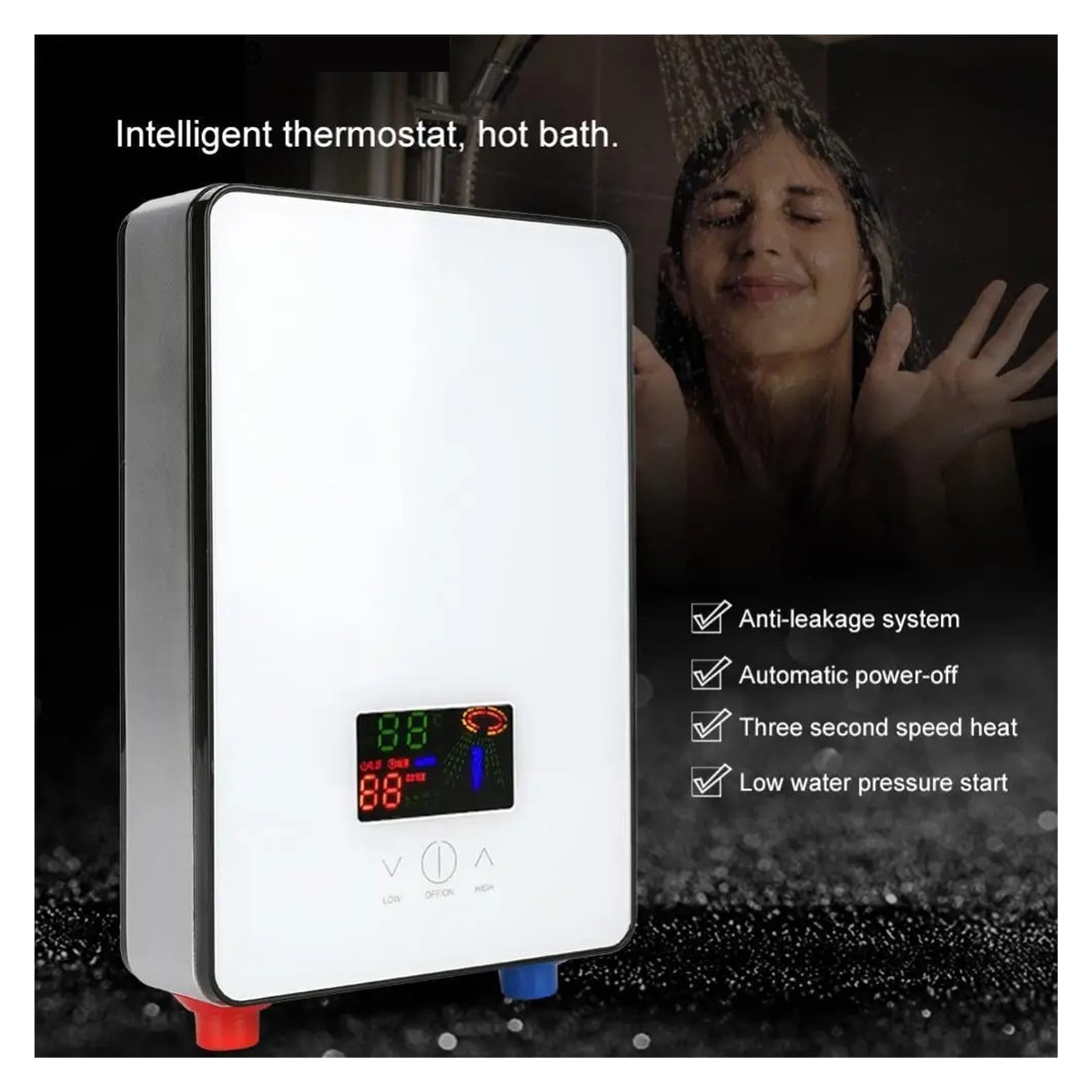 Hot Water Heater Electric 6500W Tankless Instant Boiler Bathroom Tankless Shower Set Thermostat Safe Intelligent Automatica ,Energy Saving