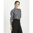 thumbnail image 2 of Moomaya Womens Printed Top, Ban Collar Long Cuff Sleeves Top, 2 of 9