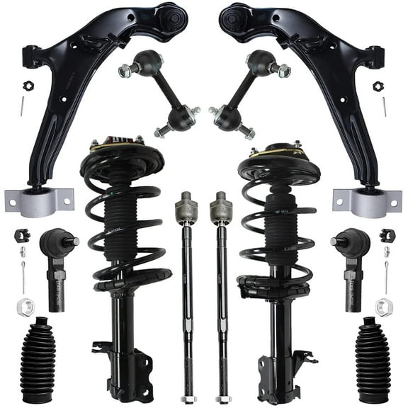 Detroit Axle - 12pc Front End Suspension Kit for 2000-2001 Nissan Maxima Infiniti I30 2 Ready Struts 2 Lower Control Arms w/Ball Joints 2 Sway Bars 4 Tie Rods 2 Boots Replacement