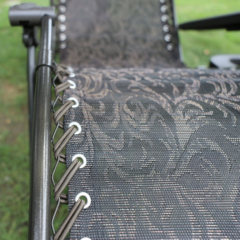 Bliss Hammocks Brown Jacquard 26 Wide Zero Gravity Chair w Adjustable Canopy Drink Tray Pillow 300 Lb. Capacity Walmart