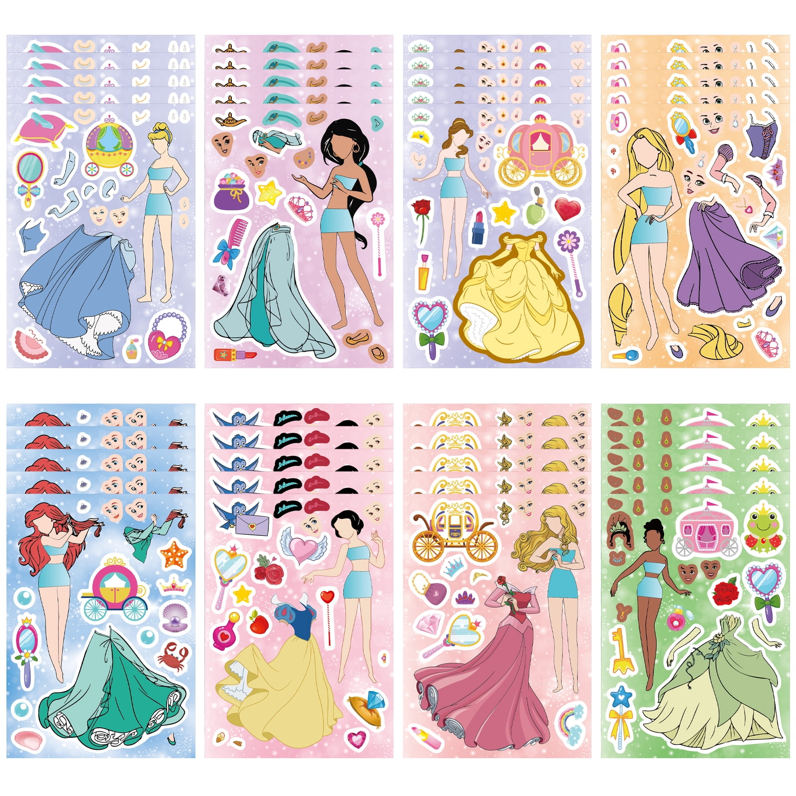 Girls Dress Up Stickers, 8 Sheets – Cute Bear Fashion Stickers For Crafts, Gifts