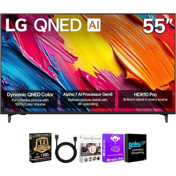 LG 55" QNED70A 4K QNED Smart TV Bundle with HDMI Cable, Streaming & CPS Plan