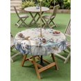 thumbnail image 3 of Outdoor Tablecloth with Umbrella Hole and Zipper, Blue Pumpkins Fall Round Table Cloth 54 Inch Waterproof Tablecloth, Rustic Thanksgiving Botanical Picnic Table Cover for Patio Camping, 3 of 7