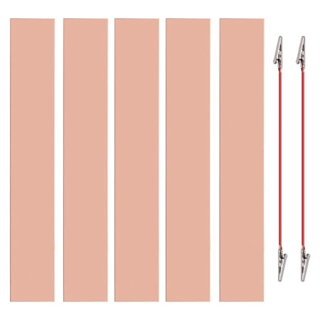 Uxcell 40x250mm Copper Anode Sheet, 5 Pack Pure Copper Strip (99.995% Pure) 1mm Thick Plate Electrode Set with Alligator Clips Cables for Electroplating Plating Experiment