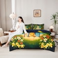 thumbnail image 4 of Castle Fairy Night Tropical Surfboard 7-Piece Twin Bedding,Plumeria Palm Beach Print Bedding Comforter Set,Navy Orange,Navy Blue Reversible, 4 of 7