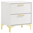 thumbnail image 2 of DUOSONG White And Gold 2-Drawer Rectangular Nightstand, Wood Furniture, Bedroom Furniture, 2 of 11