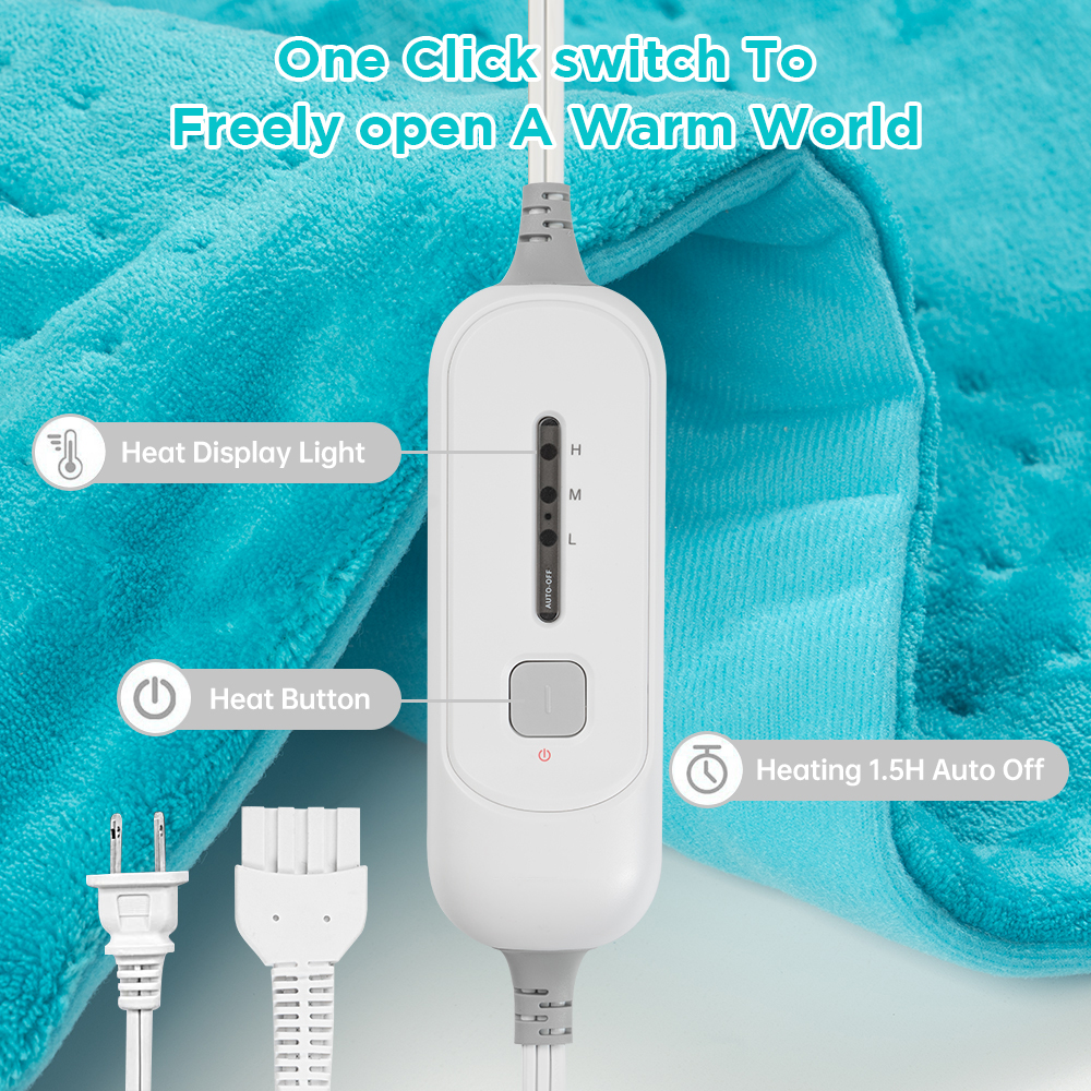 COWIN Double-Sided Heating Pad 12"×24" Light Blue photo 6