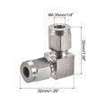 thumbnail image 2 of Uxcell 90 Degree Union Elbow 1/4" to 1/4" OD Tube Stainless Steel Compression Tube Fitting, 2 of 5