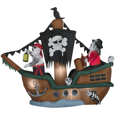 8.5' Animated Airblown Skeleton Pirate Ship Halloween Inflatable