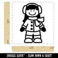thumbnail image 2 of Stick Figure Winter Girl Self-Inking Rubber Stamp Ink Stamper - Black Ink - Small 1 Inch, 2 of 7