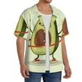 thumbnail image 4 of KLL Cute Avocado Doing Exercise Print Men's Shirt Short Sleeve Button Down Summer Cuba Beach Shirts- Small, 4 of 7