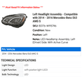 thumbnail image 2 of Left Headlight Assembly - Compatible with 2014 - 2016 Mercedes-Benz E63 AMG S 2015, 2 of 2