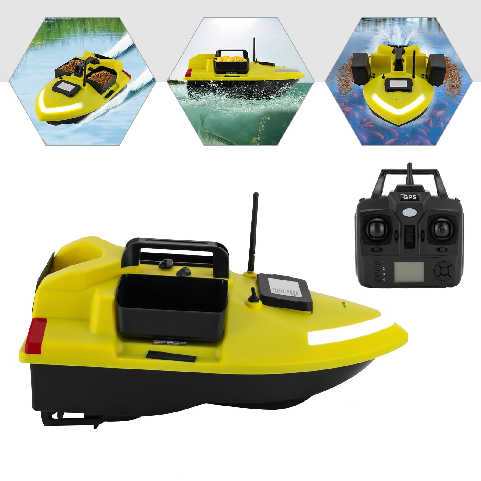 Wildnix GPS Controlled Fishing Bait Boat with Dual Motors, 1640.42ft Remote Control Distance, Automatic Return, 5200mAh Battery, Waterproof