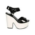 thumbnail image 2 of Women Patent Peep Toe Retro Chunky Heel Platform Sandal DH90, 2 of 5