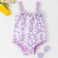 thumbnail image 2 of TOWED22 Newborn Baby Girl Swimsuit Toddler Ruffle Swimsuit Bikini Tankini Infant Swimwear One Piece Bathing Suits for Girls Purple,24-36 M, 2 of 9