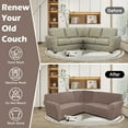 thumbnail image 7 of CJC 3-Piece Velvet Recliner Sofa Covers for 5 Seat, Stretch Corner Sofa Covers, L-Shaped Sectional Couch Slipcovers, 12 Colors, 7 of 7