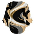 thumbnail image 6 of Gold Glitter Marble Swirls Design Women's V-Neck Blouse With 3/4 Ruffled Bell Sleeves Casual Top Ladies Blouses, 6 of 7