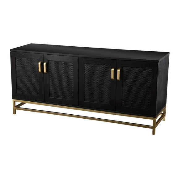 SEI Rolliston Contemporary 4-Door Media Console in Black Color