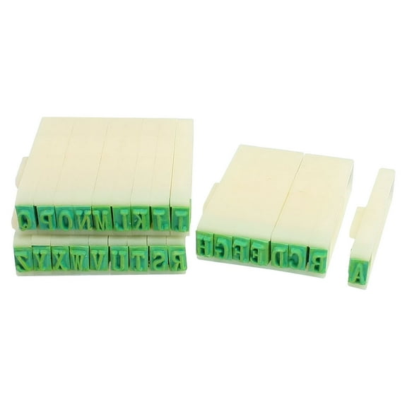 Unique Bargains 26 Letters Plastic Rubber Detachable Alphabet Stamp Educational Stationery Green Beige