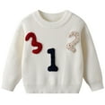 thumbnail image 1 of Cowsor Baby Girl Boy Toddler Knit Sweater Cute Round Neck Long Sleeve Blouse Pullover Oversized Sweatshirt Warm Kids Tops, 1 of 6