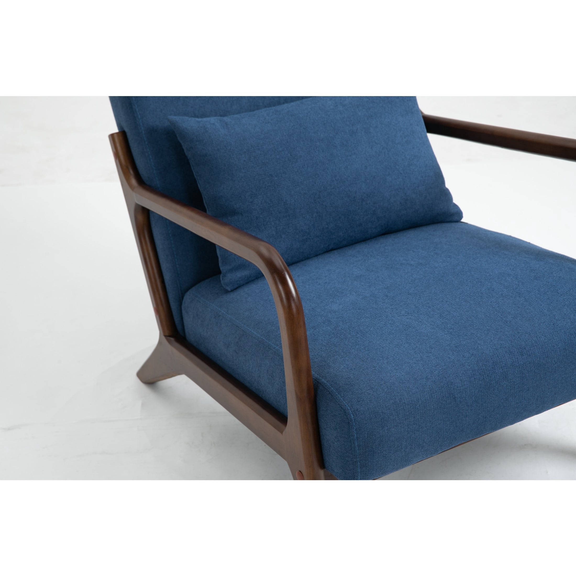 GDF Studio Ciara Mid-Century Modern Solid Wood Accent Chair, Reading Armchair for Living Room, Bedroom, Blue