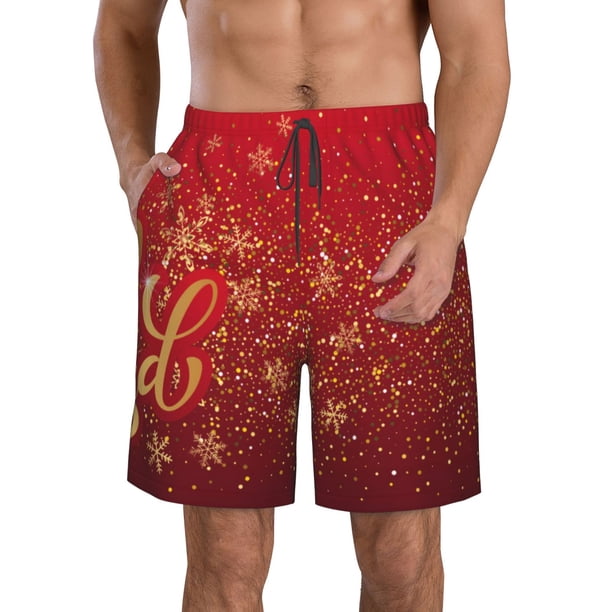 Balery Merry Christmas Traje de Baño Estilo Hawaiano para Hombre, Shorts de Secado Rápido con Bolsillos-X-Large