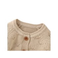 thumbnail image 6 of Qiylii Baby Knitted Romper, Solid Color Long Sleeves Buttons Bodysuit+Hat, 6 of 9