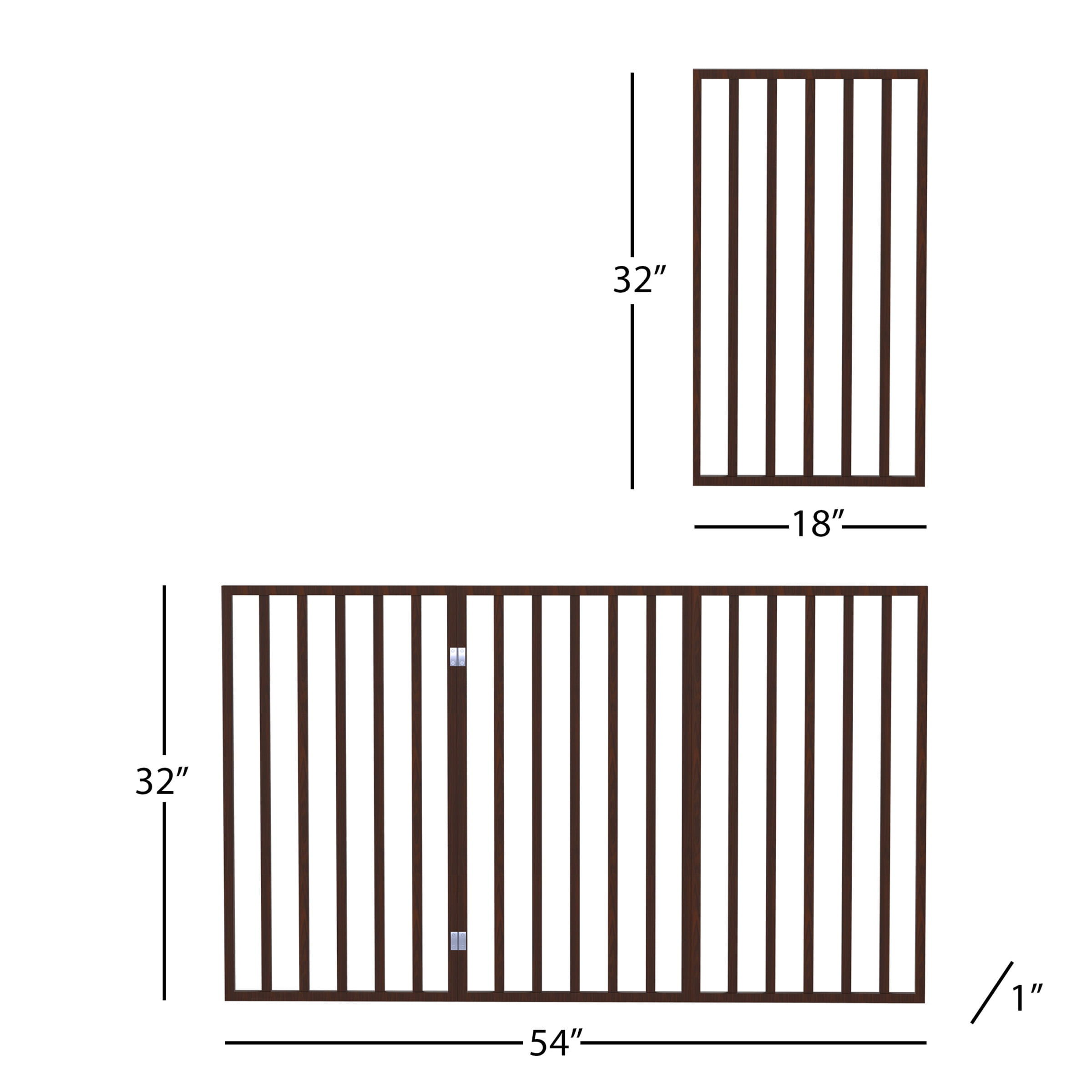 Wooden Pet Gate- Tall Freestanding 3-Panel Indoor Barrier Fence, Lightweight and Foldable for Dogs, Puppies, Pets- 54 x32â by PETMAKER (Dark Brown)