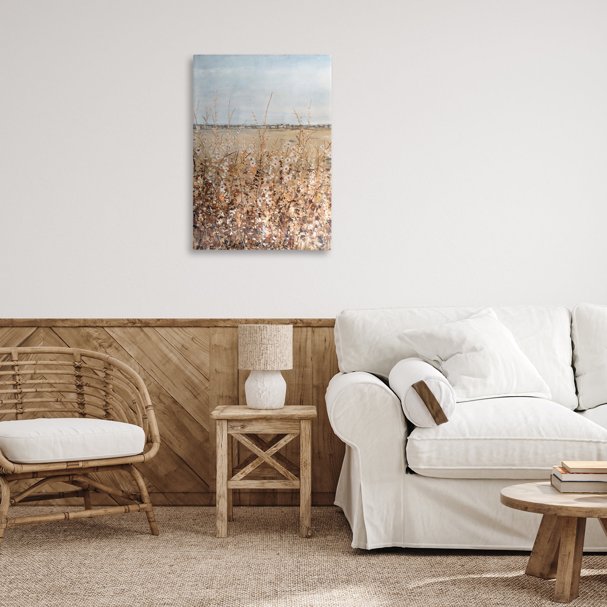 Stupell Industries Neutral Meadow Sprigs Landscape & Nature Painting Wrapped Canvas Art Print Wall Art, 20 x 30