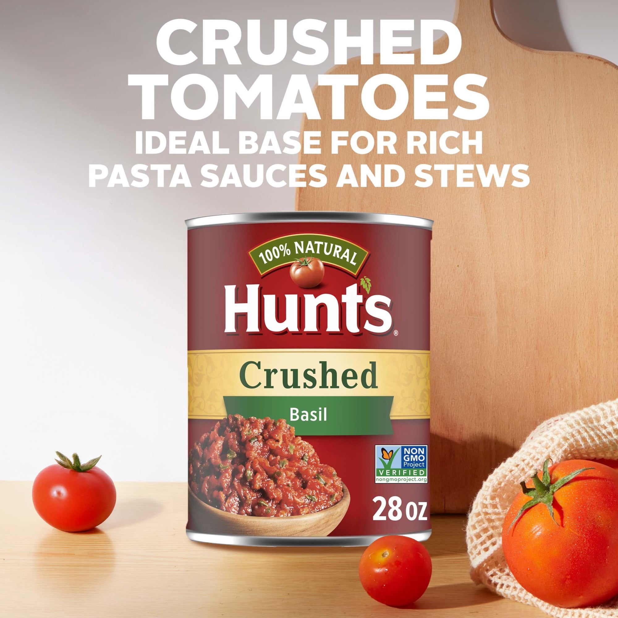 Hunt’s Crushed Tomatoes with Basil, Perfect for Chili & Soups, 28 oz. Can
