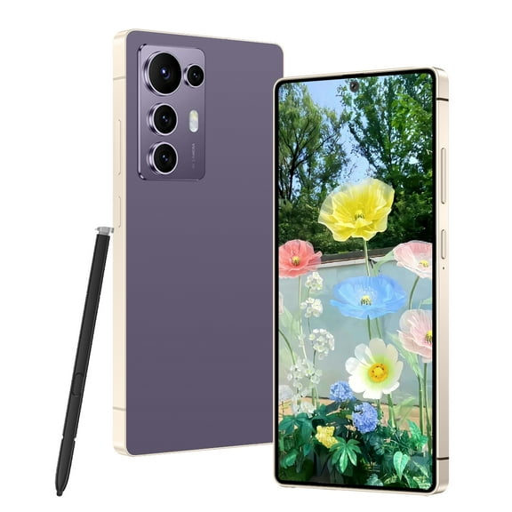 6.8" HD  Display Unlocked Smartphone, 6GB 64GB Unlocked Phone, Built in Pen, 13MP 48MP Dual Camera/Face ID/Dual SIM/GPS (Purple)
