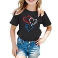 thumbnail image 4 of Hihipz Toddler Girl's Independence Day T-Shirt Red White Blue Heart Print Short Sleeve Crew Neck Patriotic T-Shirt, 4 of 4