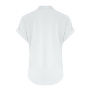 Cmfcve Linen Shirt for Women Summer Button Down Short Sleeve V Neck Tops Solid Color Comfy Blouses Casual Dressy Tunic Top