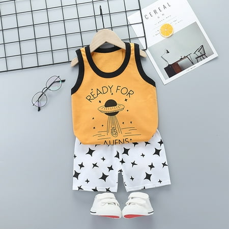 

Yubatuo Toddler Boys Baby Kids Girls Summer Cartoon Vest+Shorts Outfit Set Clothes Orange 55