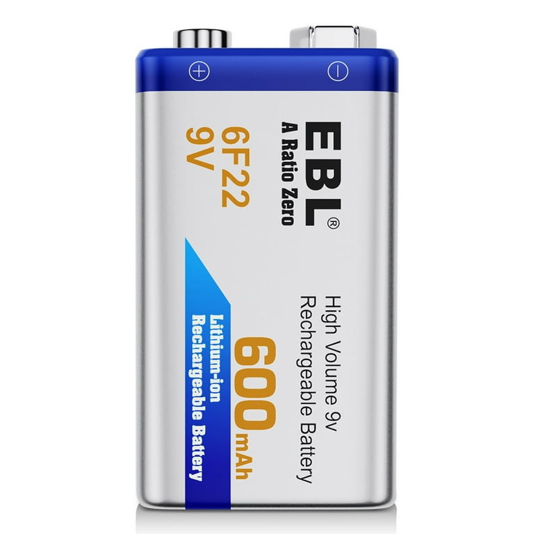 EBL 4-Pack 6f22 600mAh 9V Rechargeable Batteries Li-Ion Battery