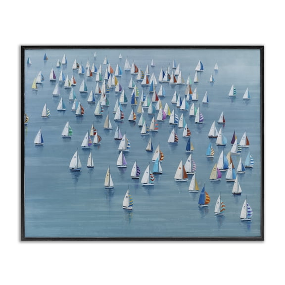 Stupell Industries Transitional Gathering Of Sails Black Framed Giclee Art, 14 x 11, by Lorenzo Collective